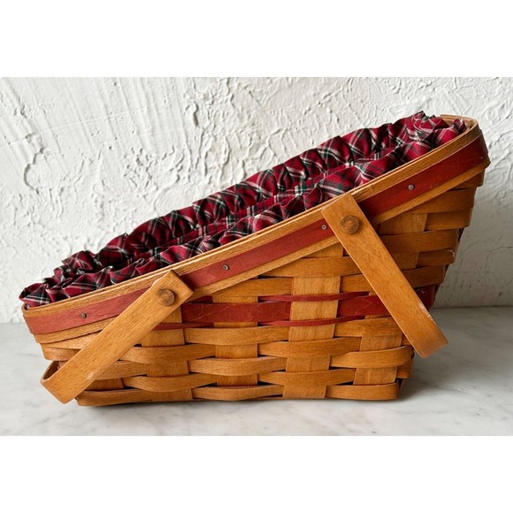 Longaberger Basket Christmas 1991 Yuletide Traditions Basket Plaid Fabric Liner - Picture 8 of 14